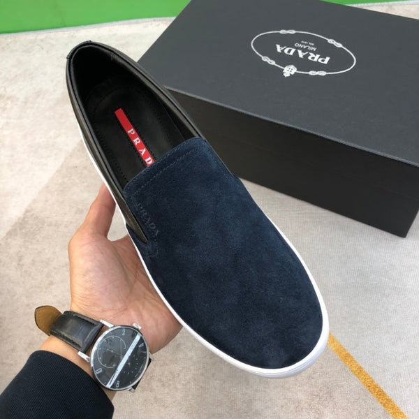 PRA LOAFER IN MIDNIGHT BLUE SUEDE AND BLACK CALFSKIN