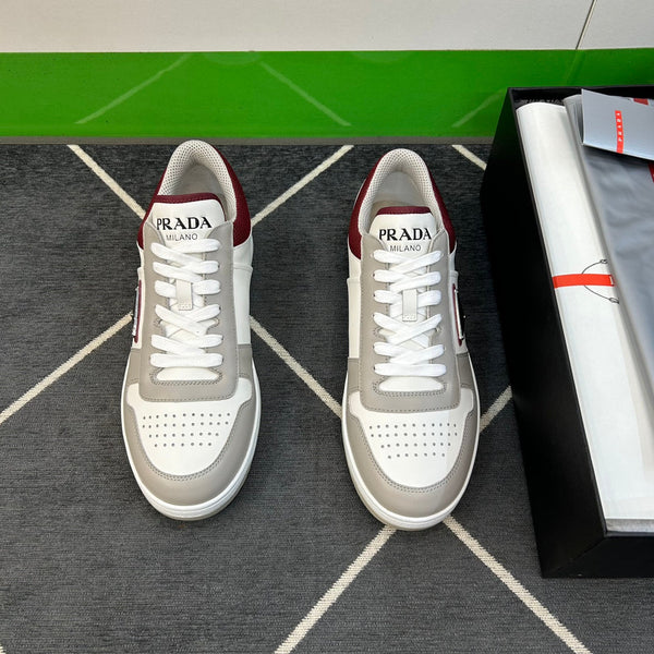 PRA DOWNTOWN WHITE MIX GREY AND RED LEATHER SNEAKER