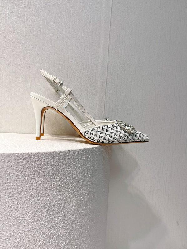 VT High Heeled Slingbacks White Sheepskin 292800