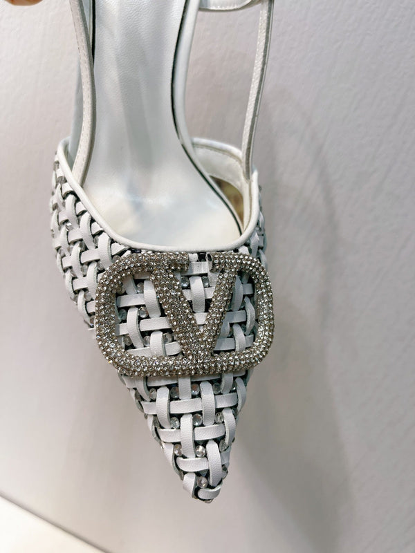 VT High Heeled Slingbacks White Sheepskin 292800