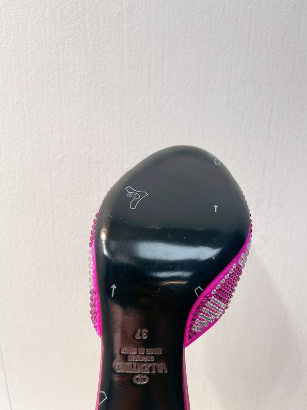 Sandali con tacco alto VT in pelle di pecora rosa fucsia 292836