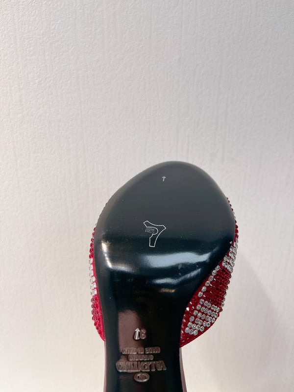 Sandali con tacco alto VT in pelle di pecora rosso rubino 292842
