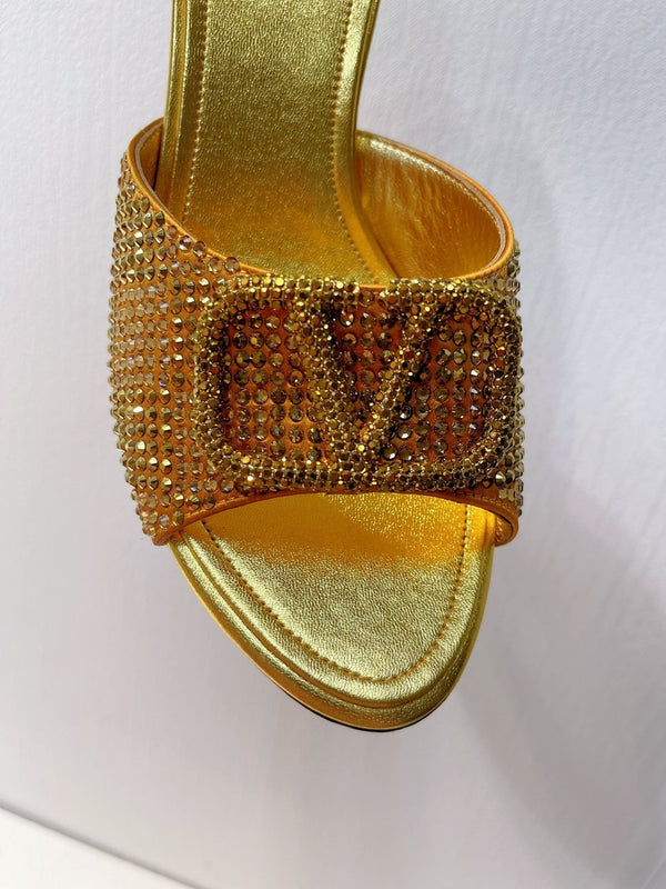 VT High Heeled Sandals Gold Sheepskin 292843