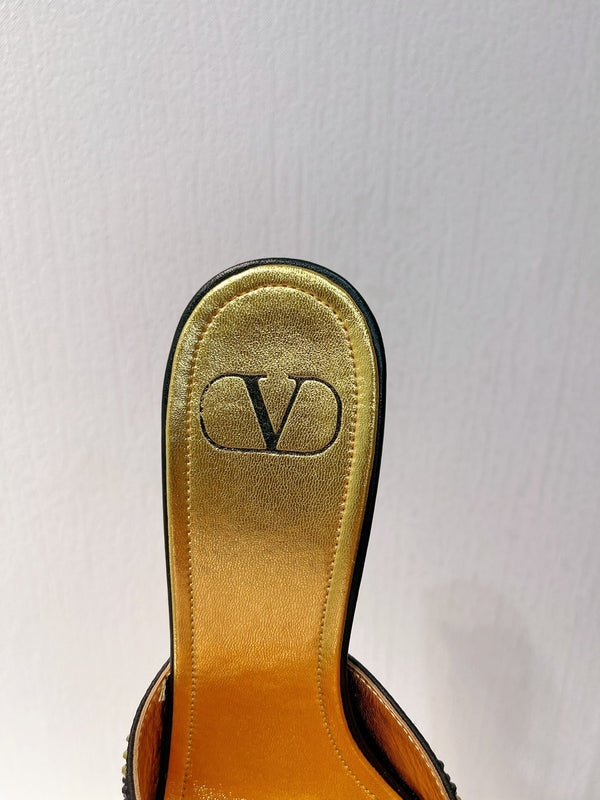 VT High Heeled Sandals Gold mix Black Sheepskin 292846