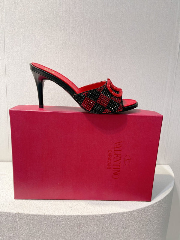 VT High Heeled Sandals Red mix Black Sheepskin 292847