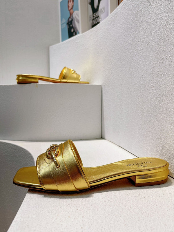 Ciabatte VT Moon in pelle di vacchetta color oro 292862