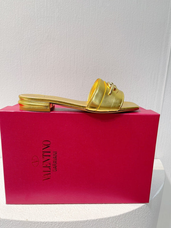Ciabatte VT Moon in pelle di vacchetta color oro 292862