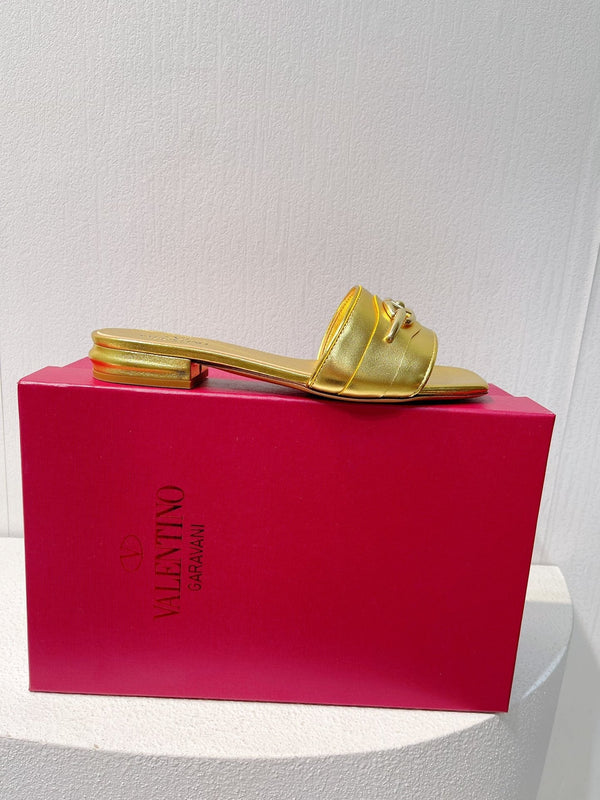 Ciabatte VT Moon in pelle di vacchetta color oro 292862