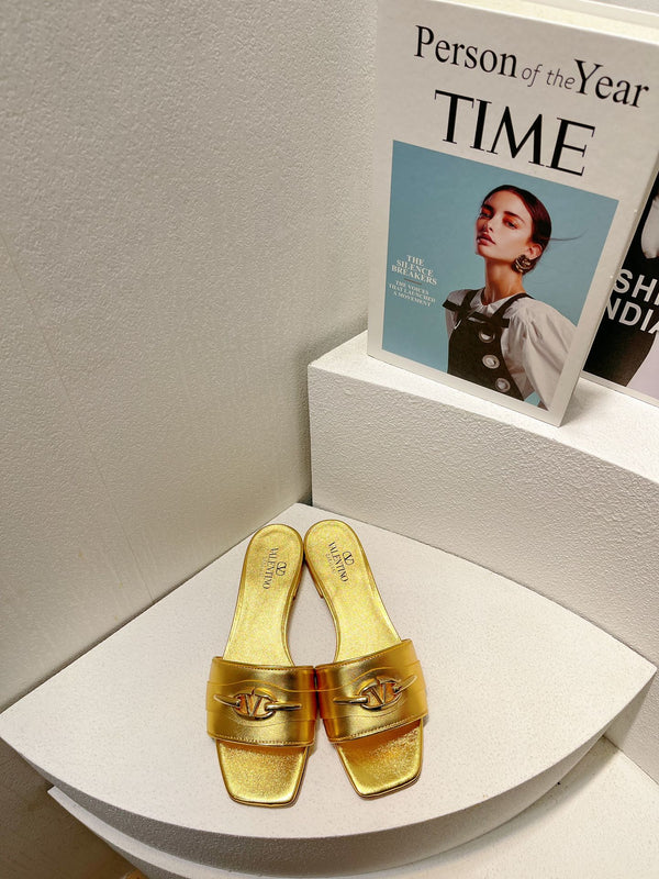 Ciabatte VT Moon in pelle di vacchetta color oro 292862