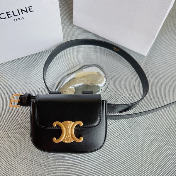 celin black calfskin belt bag