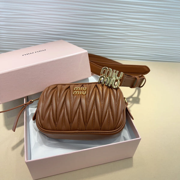 cintura miu marrone 20mm con custodia matelassé
