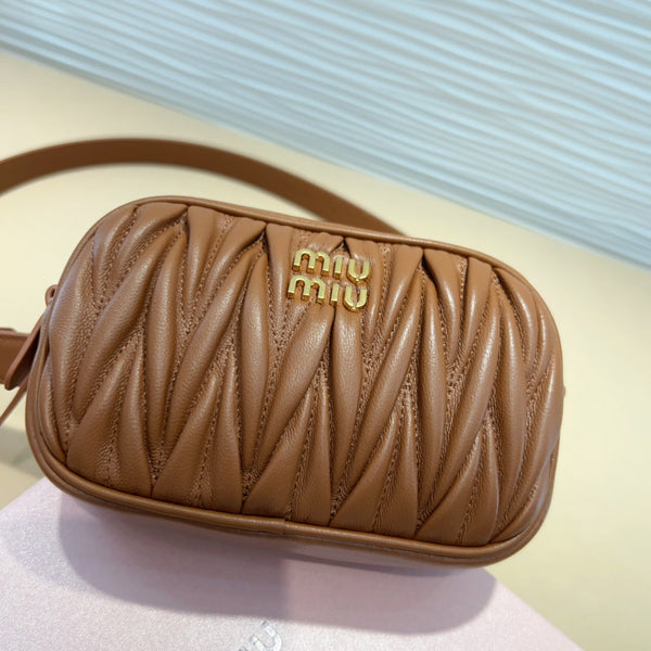 cintura miu marrone 20mm con custodia matelassé