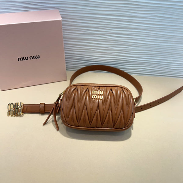 cintura miu marrone 20mm con custodia matelassé