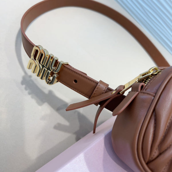 cintura miu marrone 20mm con custodia matelassé
