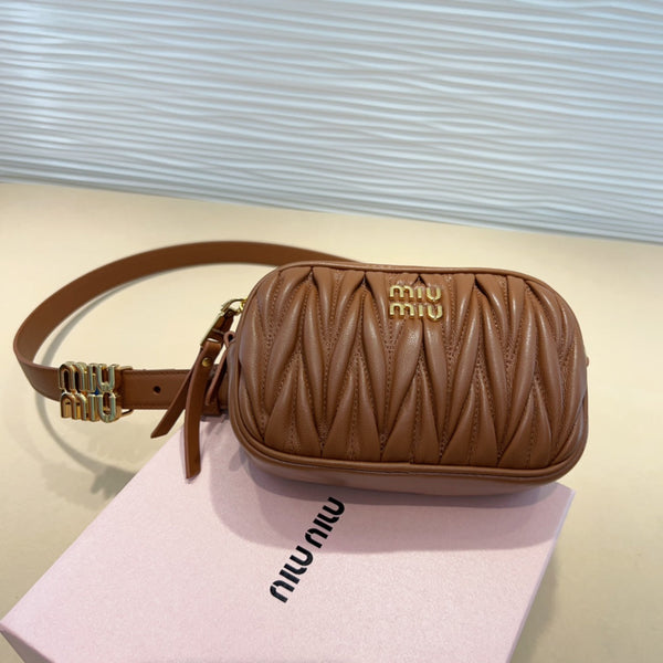 cintura miu marrone 20mm con custodia matelassé