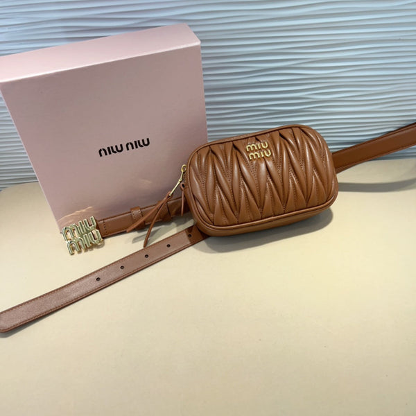 cintura miu marrone 20mm con custodia matelassé