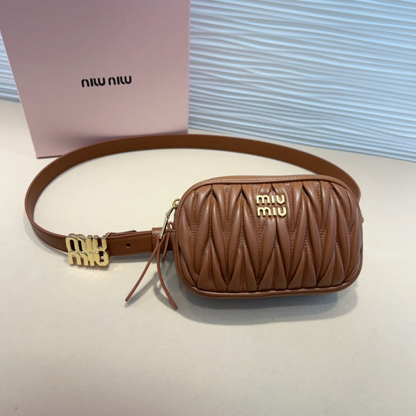 cintura miu marrone 20mm con custodia matelassé