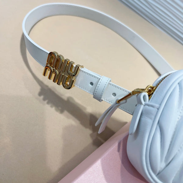 cintura bianca miu 20mm con pochette matelassé