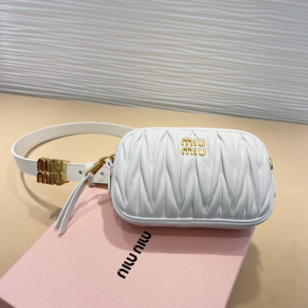 cintura bianca miu 20mm con pochette matelassé