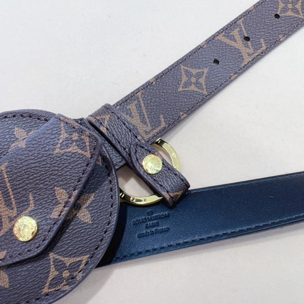 LV MULTI POCKET 30MM BELT IN DARK BROWN MONOGRAM CALFSKIN GOLD HARDWARE