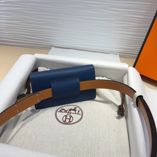 CINTURA HM KELLY BLU NAVY DA TASCA 18 MM IN PELLE BIANCA CON FERRAMENTA IN ARGENTO