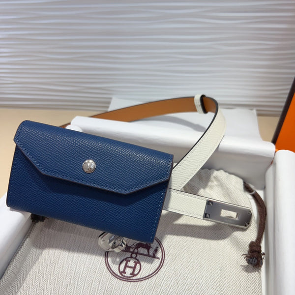 CINTURA HM KELLY BLU NAVY DA TASCA 18 MM IN PELLE BIANCA CON FERRAMENTA IN ARGENTO