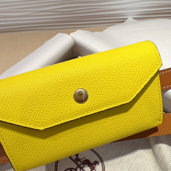 CINTURA HM KELLY GIALLO LIMONE DA 18 MM IN PELLE MARRONE CANNELLA CON FERRAMENTA ORO