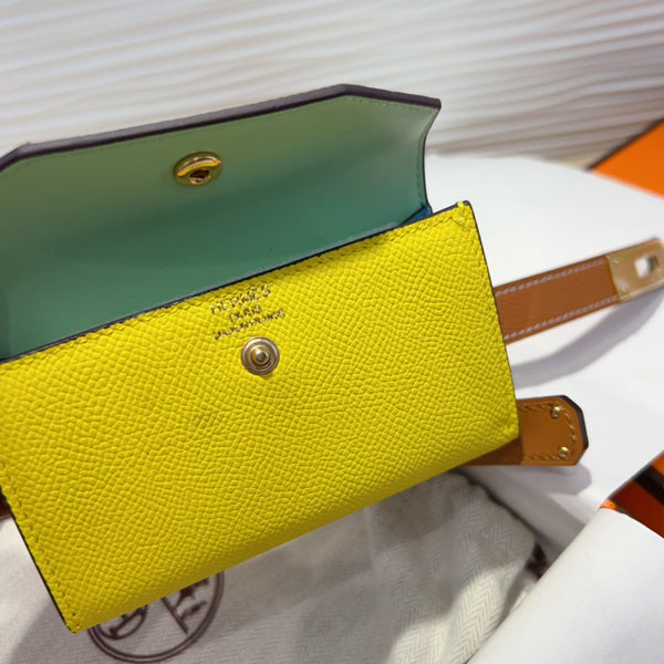 CINTURA HM KELLY GIALLO LIMONE DA 18 MM IN PELLE MARRONE CANNELLA CON FERRAMENTA ORO