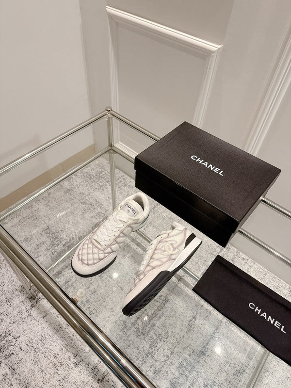 Chanel 25A Sports Shoes White Black Sheepskin 393112