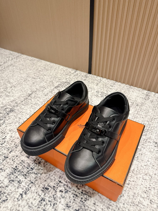 HM Casual Sneakers Black Buckle Black Leather