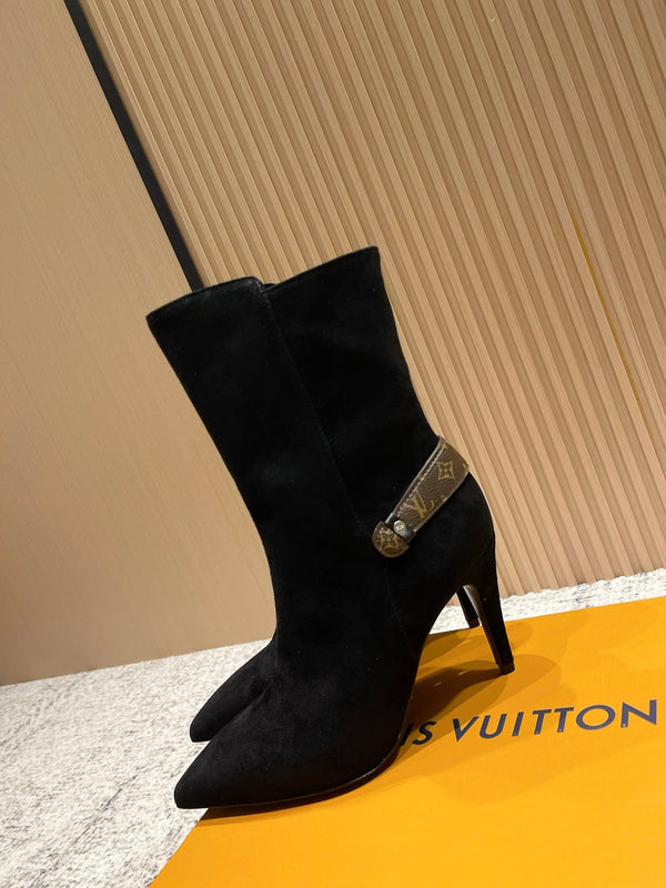 LV Legacy Ankle Boot 80mm Black Suede 480587