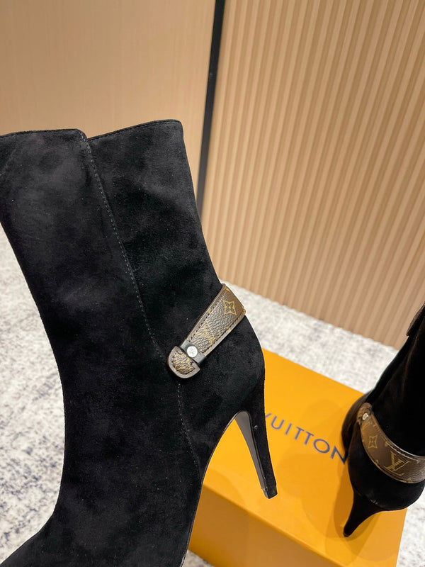LV Legacy Ankle Boot 80mm Black Suede 480587