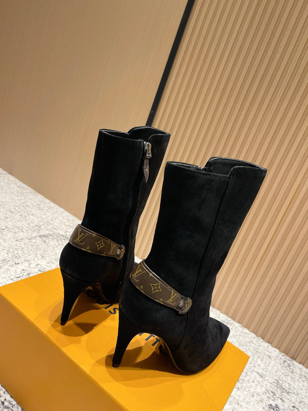 LV Legacy Ankle Boot 80mm Black Suede 480587