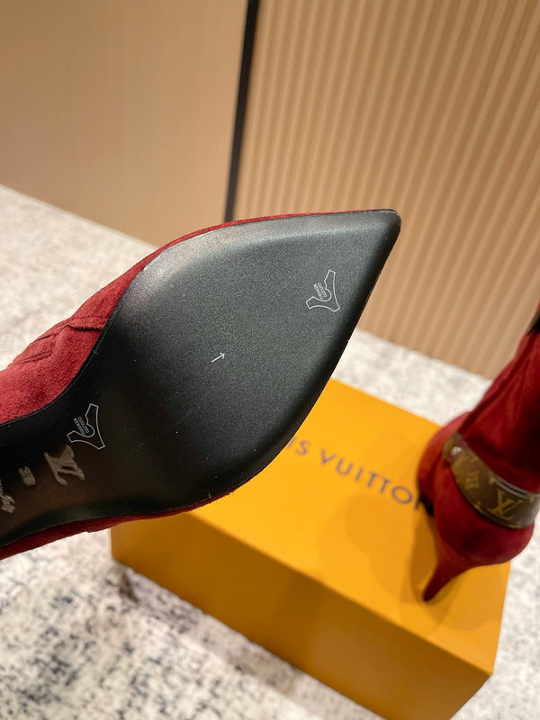 LV Legacy Ankle Boot 80mm Red Suede 480588