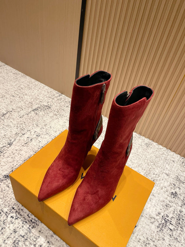 LV Legacy Ankle Boot 80mm Red Suede 480588