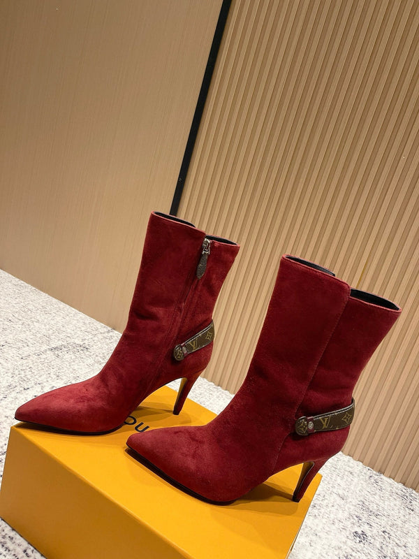 LV Legacy Ankle Boot 80mm Red Suede 480588