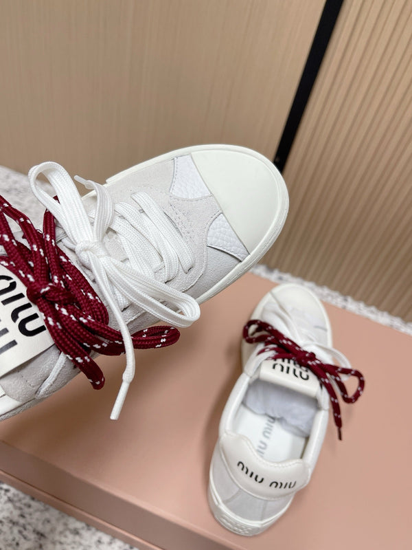 Miu Miu Plume Sneakers White  Red Yellow Suede Cowhite 533983
