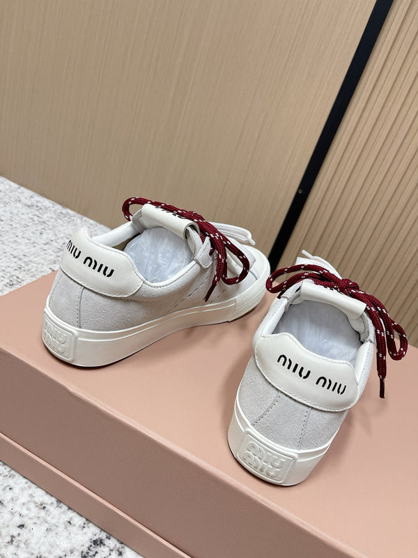 Miu Miu Plume Sneakers White  Red Yellow Suede Cowhite 533983