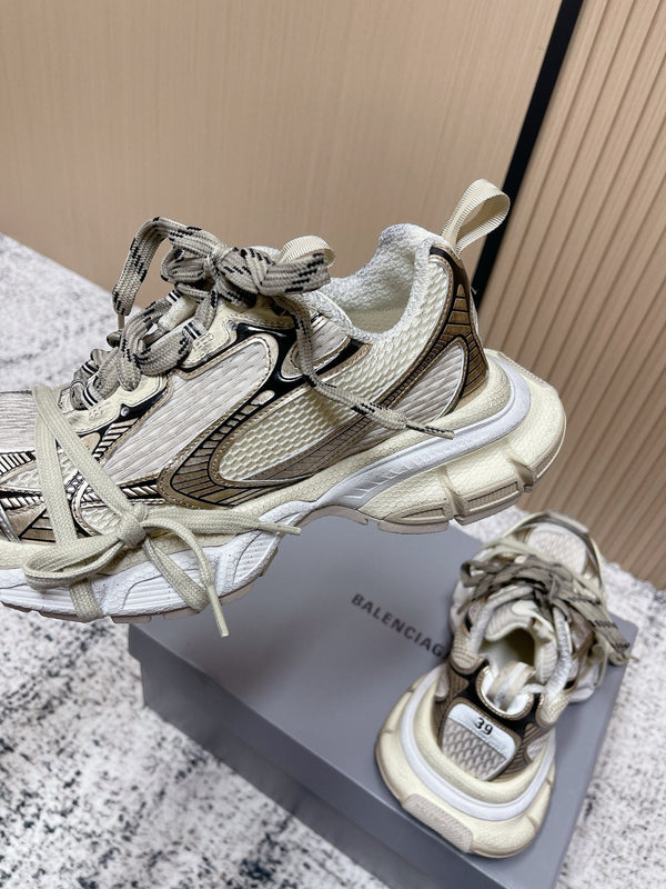 Balenciaga Sneaker Mesh Lace-up Cream Gray Fabric 534182