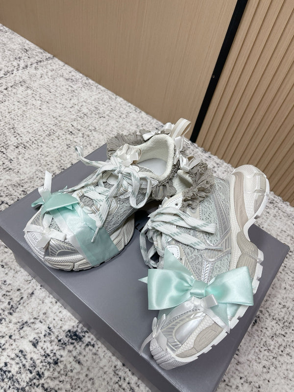 Balenciaga Sneaker Mesh Lace-up Light Blue Gray Fabric 534186