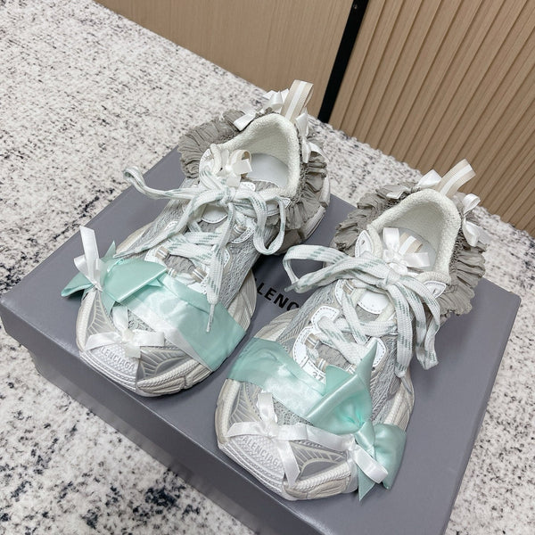 Balenciaga Sneaker Mesh Lace-up Light Blue Gray Fabric 534186
