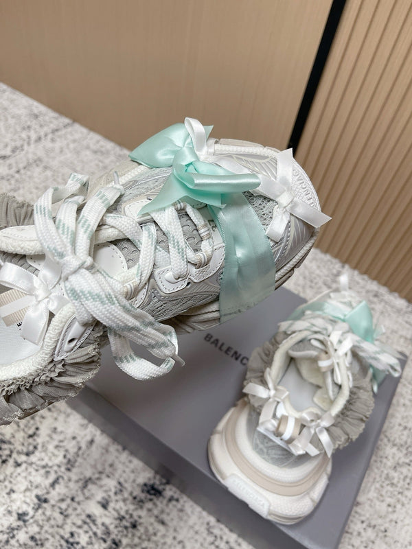 Balenciaga Sneaker Mesh Lace-up Light Blue Gray Fabric 534186