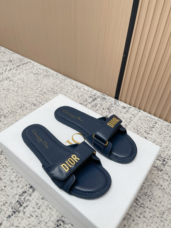 CD Dioriviera Dioract Slides Deep Blue Cowhide 752401