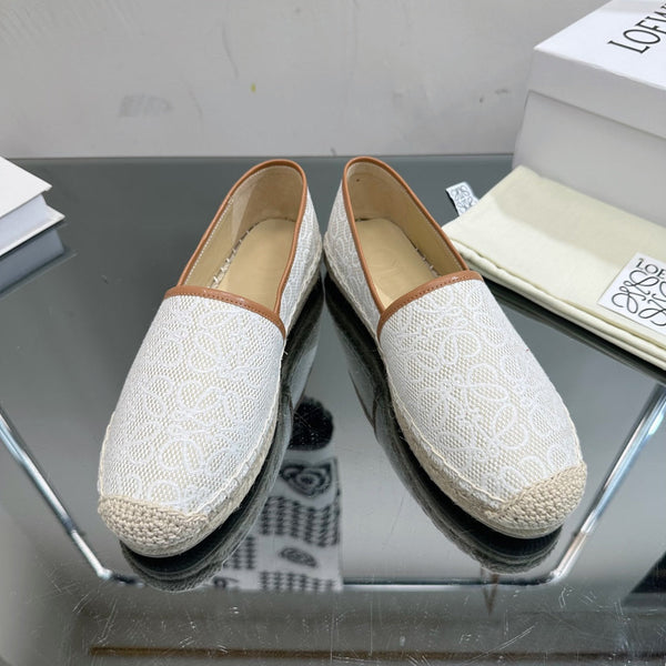Espadrillas Loew Anagram in pelle bianca e marrone e tela