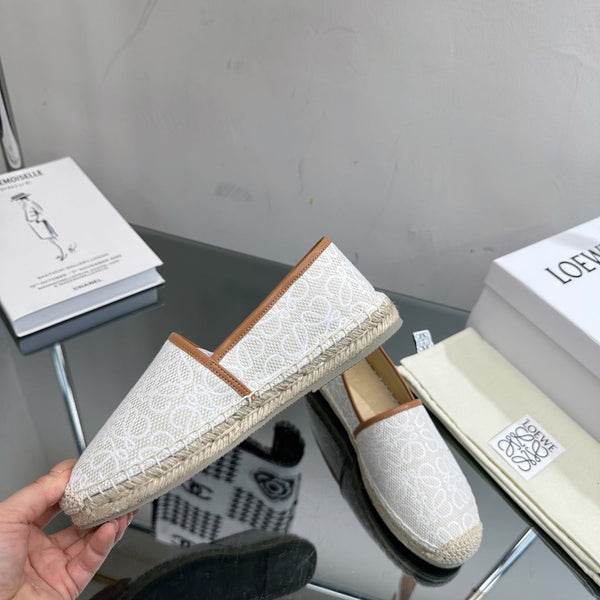 Espadrillas Loew Anagram in pelle bianca e marrone e tela