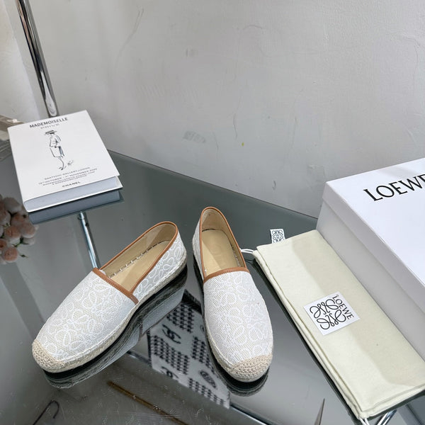 Espadrillas Loew Anagram in pelle bianca e marrone e tela