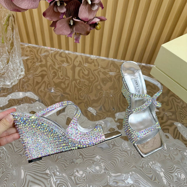 Jimmy Anise 105mm Mules in pelle di agnello con borchie di perle multicolor 581536