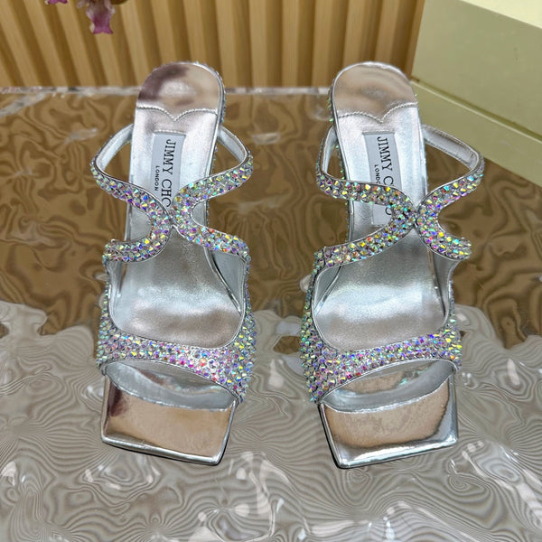 Jimmy Anise 105mm Mules in pelle di agnello con borchie di perle multicolor 581536