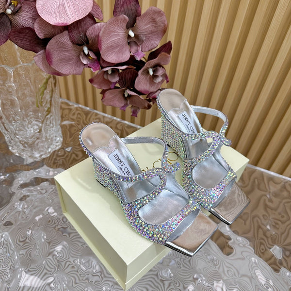 Jimmy Anise 105mm Mules in pelle di agnello con borchie di perle multicolor 581536
