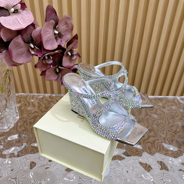 Jimmy Anise 105mm Mules in pelle di agnello con borchie di perle multicolor 581536